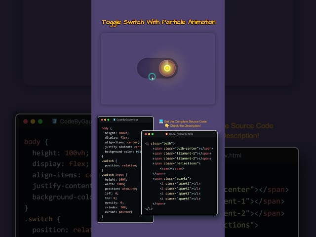 Toggle Switch Animation ✨ Using HTML & CSS | #shorts