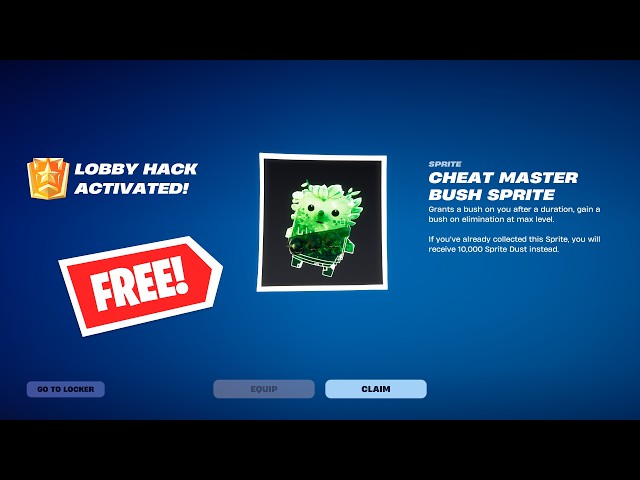How to Unlock *FREE* Cheat Master Bush Sprite | Fortnite Season 4 Lobby Hack Codes