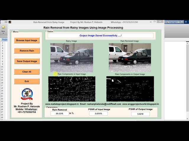Rain Removal using image processing Matlab project code