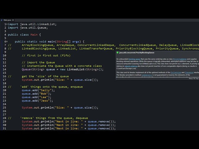 Java Programming Tutorial - 29 -  How to Use the Queue in Java