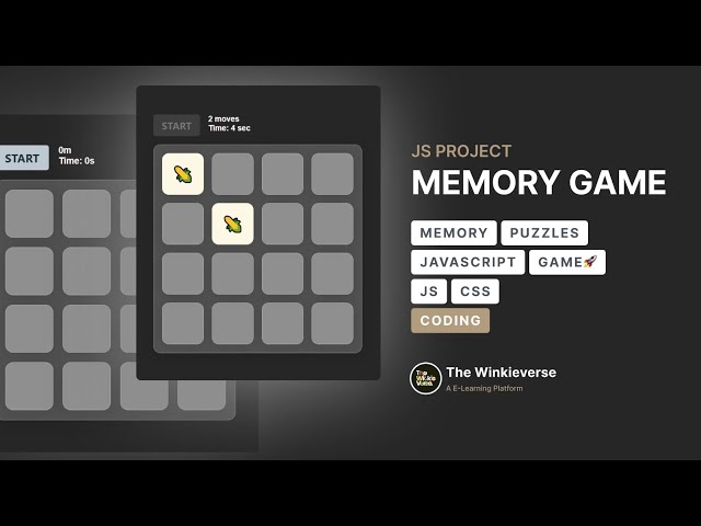 Build A Memory Card Game | Pure JavaScript Project [ Flip Animation+ Timer ] 