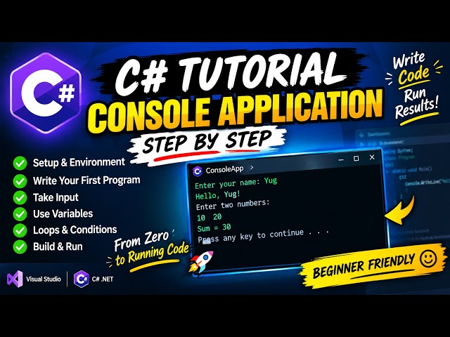 🚀 C# Console Application Tutorial for Beginners | Build Your First C# Program Step-by-Step