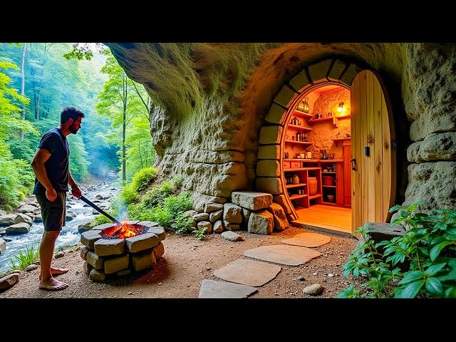 Building a house under a giant rock that can last for thousands of years | from start to finish
