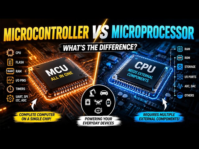 Microcontroller vs Microprocessor | What's the Difference? | Complete Beginner's Guide