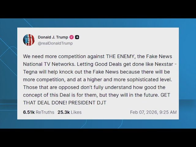 Trump backs Nexstar’s proposed acquisition of TEGNA