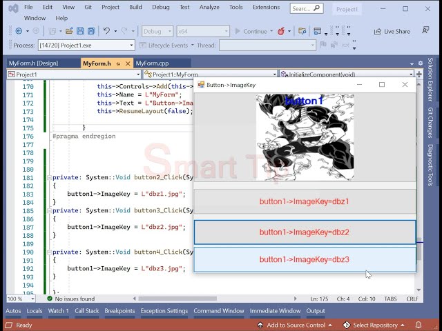 C++/cli windows forms (Button ImageKey) and ImageList Controls visual studio code