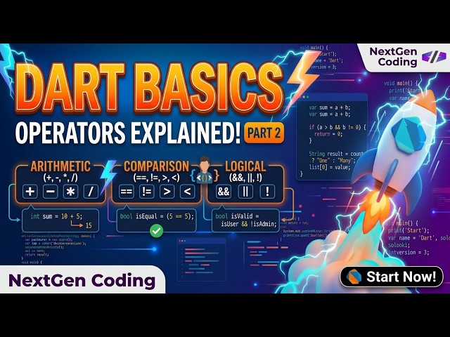 Part 2: Dart Programming Basics Operators Explained! ⚡ | NextGen Coding