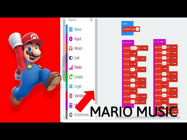 Mario music in MakeCode Microbit