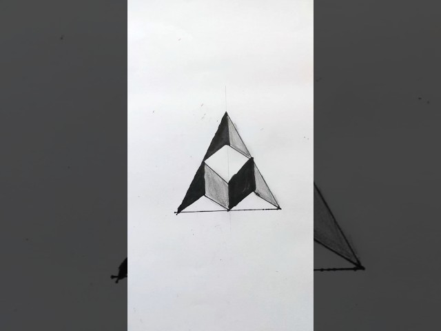Easy 3D Cube inside Triangle Drawing#trangle #cute #viral#tranding #foryou #square