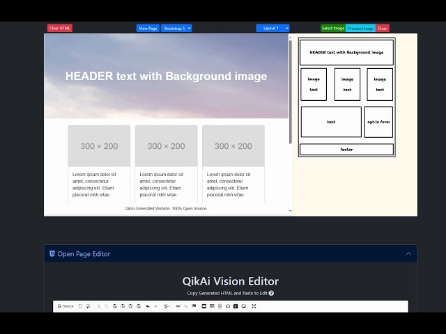 Image to HTML - OpenAi Vision - QikVision  - PHP/JavaScript Code Based