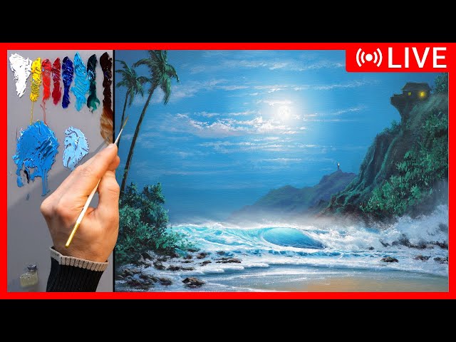 🔴 Seascape Acrylic Painting for Beginners / Сolor Palette #ART & Music | Zeichnung Kunst Malerei