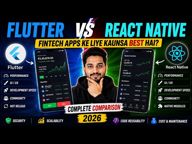 Flutter vs React Native 🔥 Which Is Best for Fintech Apps? | Complete Comparison 2026