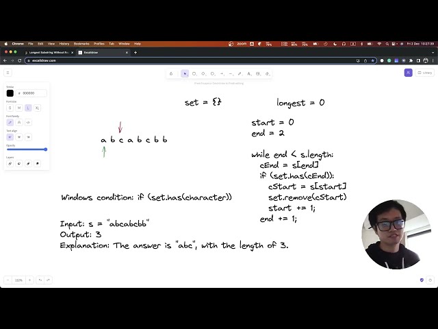 LC in JS: 3. Longest Substring Without Repeating Characters  [Sliding Windows Pattern]