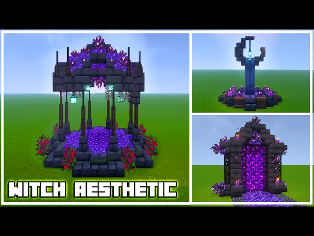 Minecraft: Witchy Aesthetic Builds 💜🌙✨ WItch Cottagecore Halloween Fairycore  🔮🦇