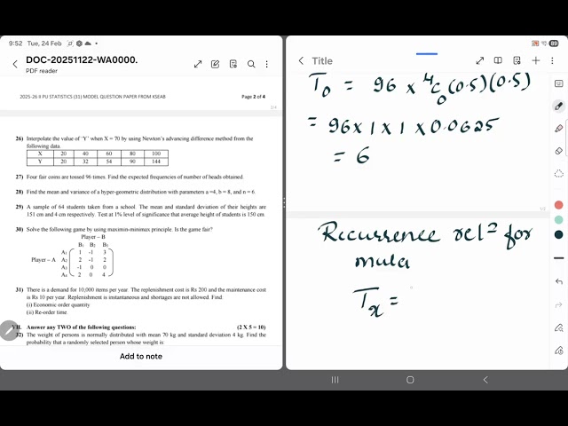 Binomial distribution and Hyper-geometric distribution |5 marks fixed question 