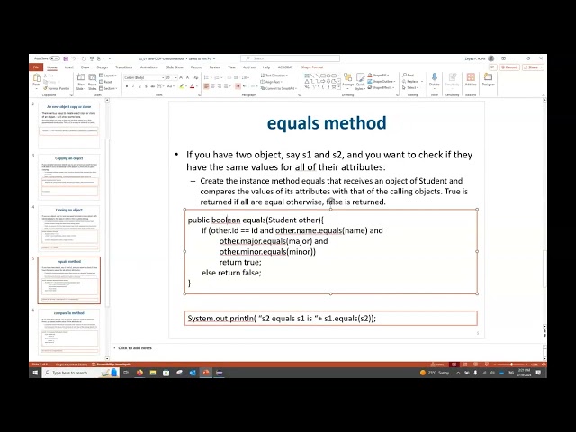 Java equals compareTo and other class useful methods