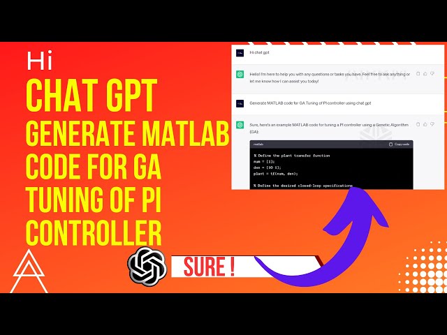 MATLAB code for GA Tuning of PI controller using chat gpt | MATLAB code for GA Tuning PI controller