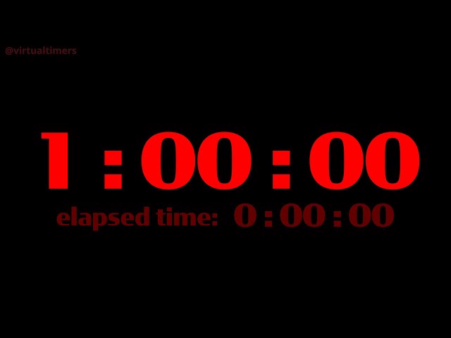1 Hour - Red Countdown Timer with Alarm, Time Markers / Chapters and Elapsed Time - 60 Minutes