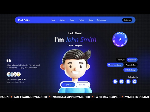 How To Make A Portfolio Website Using HTML CSS JS | Complete Responsive Website Design