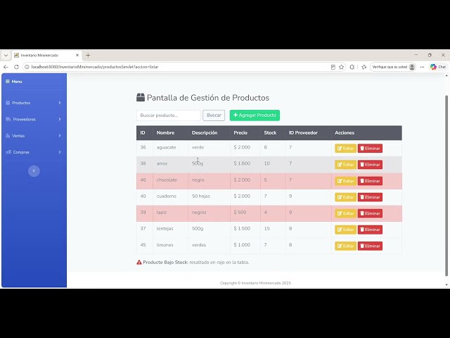 Sistema de Inventario Web | Java JSP Servlets MySQL