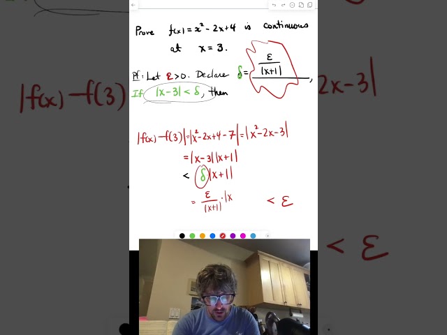 A detailed proof that a quadratic function is continuous
