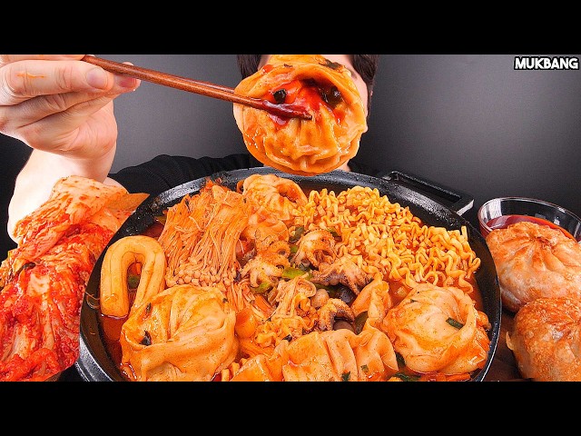 ASMR MUKBANG | Spicy Noodles🍜 Dumpling & Seafoods & Mushrooms RAMYEON EATING 먹방
