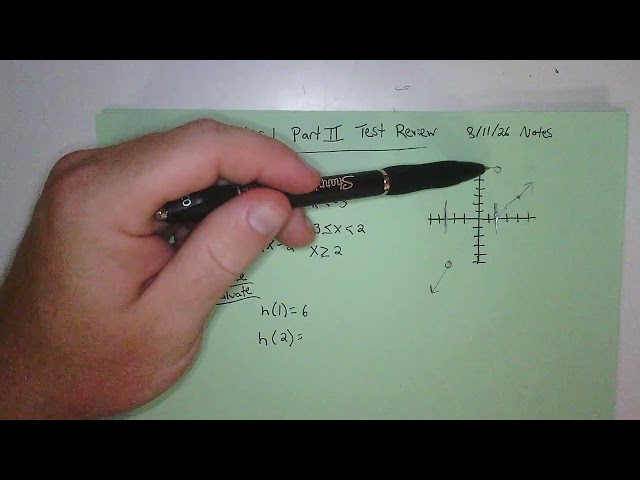 8/11/26 Algebra II Chapter 1 Part II Test Review