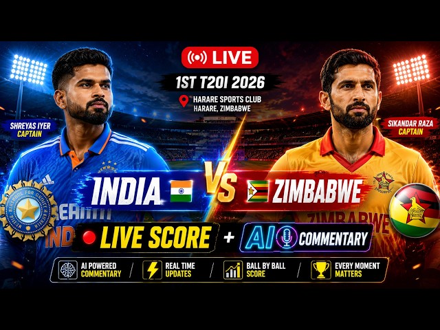 🔴 LIVE: IND vs ZIM 1st T20I | Real-Time Scorecard & AI Commentary 🏏