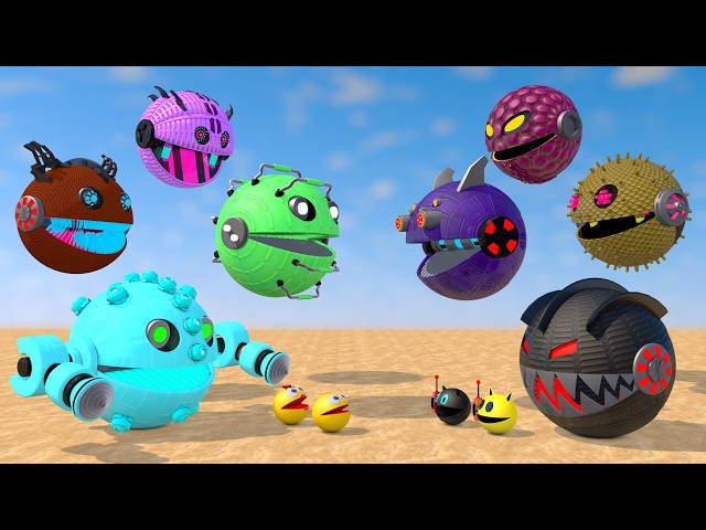 PACMAN 3D Robot Collision Dynamics | Cinema 4D Physics Simulation