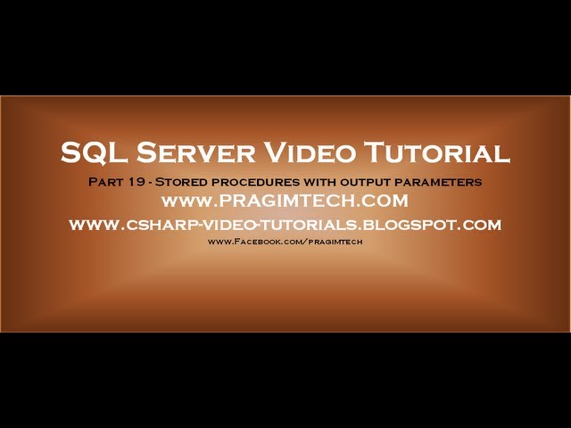 Stored procedures with output parameters   Part 19