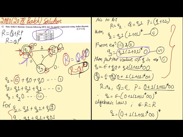 DFA into its regular expression using Arden theorem | 2080 Questions |