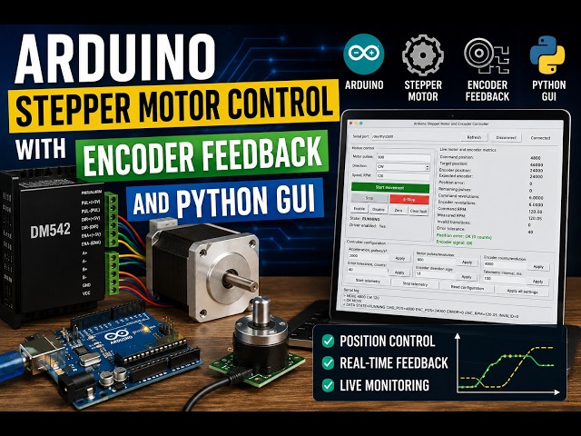 Arduino + DM542 Stepper Motor with Encoder Feedback and Live GUI