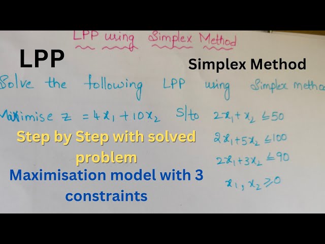 LPP WITH SIMPLEX METHOD||MAXIMIZATION MODEL WITH 3 CONSTRAINTS