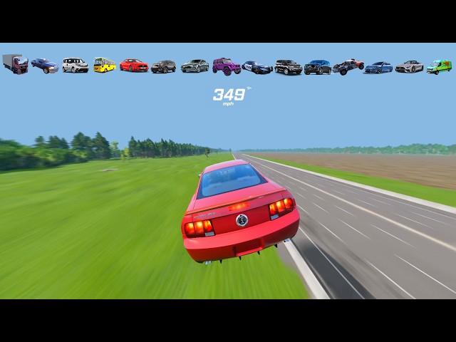 Extreme 603 MPH Speed Test: 16 Cars (Escalade, Supra, G-Wagon...) vs 600+ MPH! - BeamNG Drive
