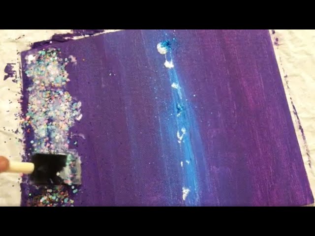 DIY Violet, Mauve, and Blue Glitter Abstract Canvas Painting | Magical Glitter Wall Art