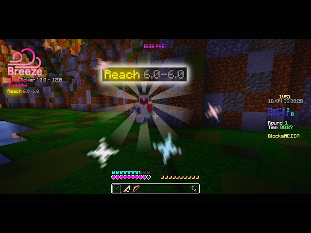 6 blocks reach method on blocksmc lol (breeze on top)