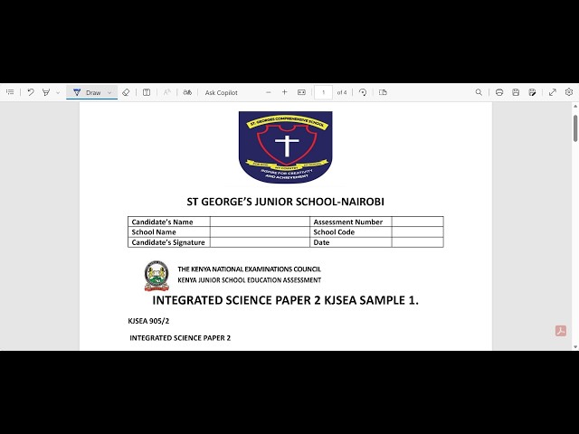 INTEGRATED SCIENCE PAPER 2 KJSEA 2026 SAMPLE ASSESSMENT