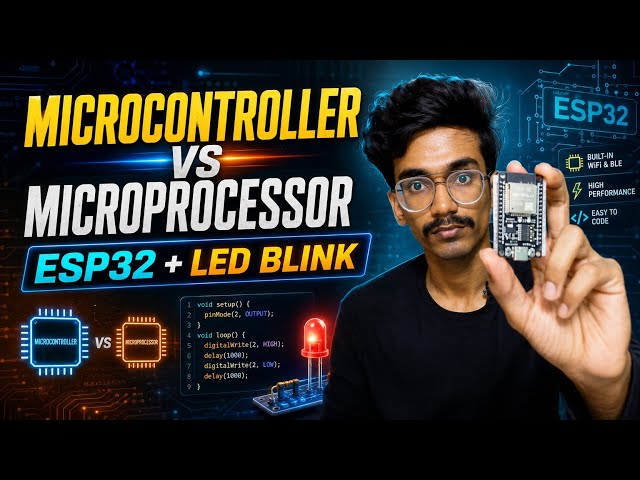 ESP32 Built-in LED Blink Project | Microcontroller vs Microprocessor Explained in Tamil |