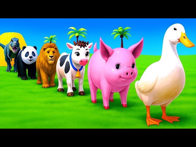 Long Slide Game With Cow Elephant Gorilla Hippopotamus Tiger 3d Animal Game Funny 3d Animals