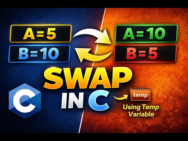 SWAP two variables using third variable in C Programming Language... #swapvariables #cprogramming