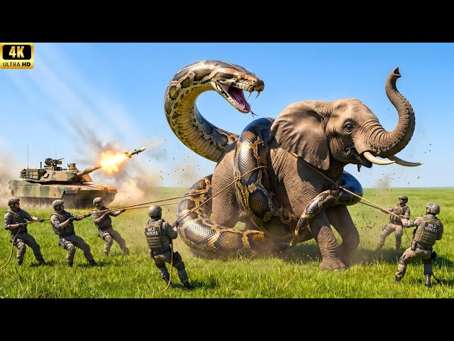 Giant Python Wraps Elephant in Brutal Desert Attack 🐍🔥 | Rescue Team Rushes for Survival