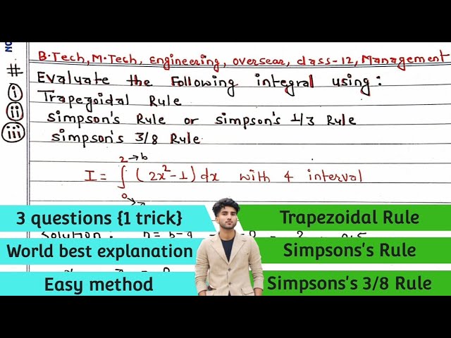 Numerical Integration | Trapezoidal, Simpson's 1/3 and 3/8, Weddle's rule | Problem#1 | Important