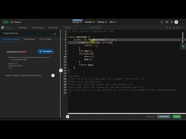 First Set Bit - Basic - GeeksforGeeks