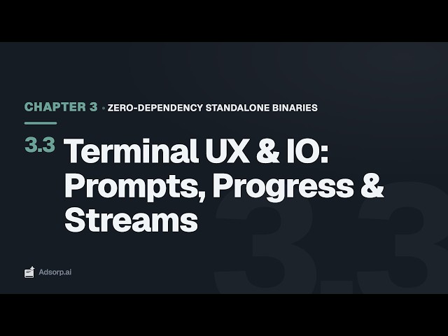 3.3 Terminal UX & IO: Prompts, Progress & Streams | Zero-Dependency Standalone Binaries