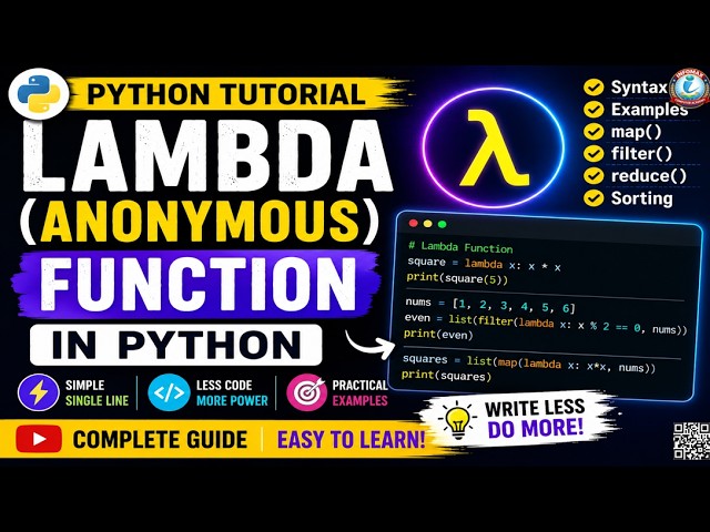 Lambda (Anonymous) Function in Python | Python Lambda Function Tutorial for Beginners