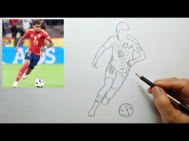 Lamine Yamal Pencil Sketch  | Easy Step-by-Step Football Drawing Tutorial