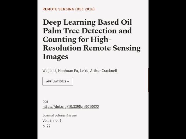 Deep Learning Based Oil Palm Tree Detection and Counting for High-Resolution Remote S... | RTCL.TV