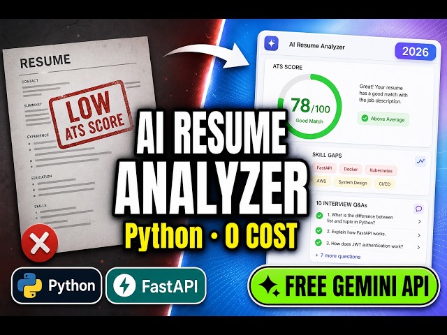 I Built an AI Resume Analyzer - ATS Score + 10 Mock Interviews | Python FastAPI (Telugu)