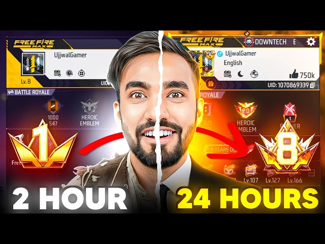 I Transform TECHNO GamerZ NOOB I'D into PRIME 8 LvL I'D in 24 HOUR 😱- FREE FIRE 🔥