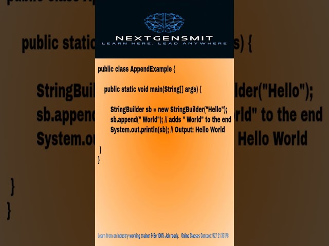 append () in StringBuilder. #java #strings #codinginterview #trending #logic #algorithm #education